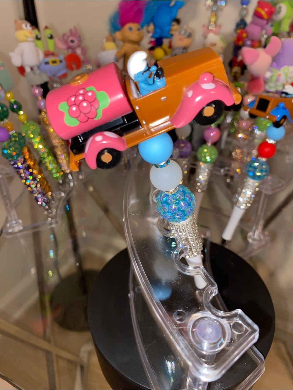 Decorative Women's Car Charm - Pink & Orange Bead Accent